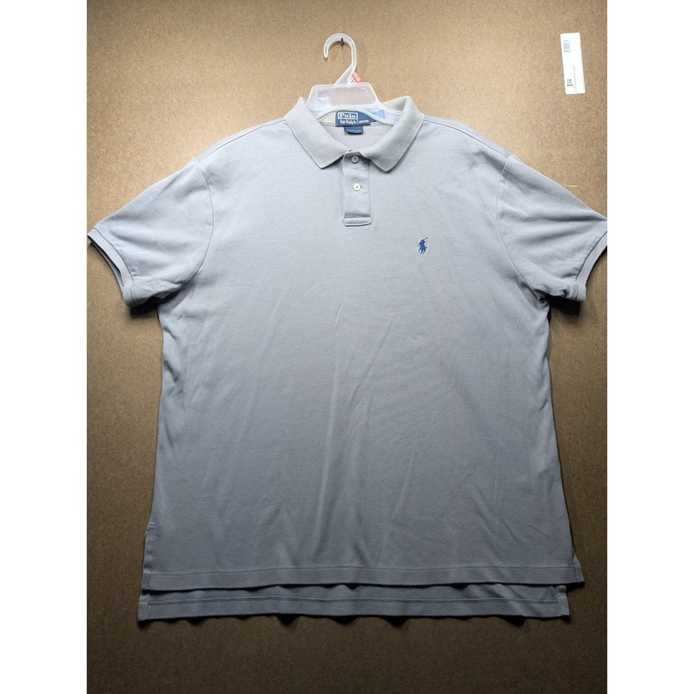 Polo Ralph Lauren Mens XL Gray Custom Fit Short Sleeve Cotton Polo Blue Pony